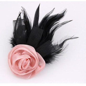 Hot Sale Big Rose Brooch Natural Feather Brooch BH06